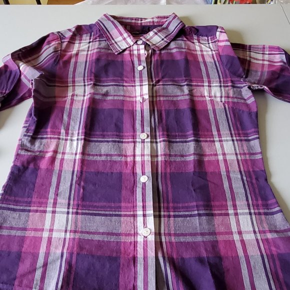 Prana Women's Purple Plaid Shirt size small - Picture 2 of 6